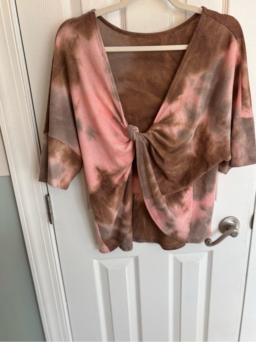Women's Short Sleeve Tie-Dye Tee in Brown & Pink - Picture 2 of 3